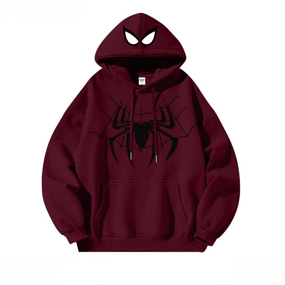 American Retro Hip-Hop Spider-Man Hoodie for Boys & Girls - Loose Fit Couple Outerwear for Fall & Winter