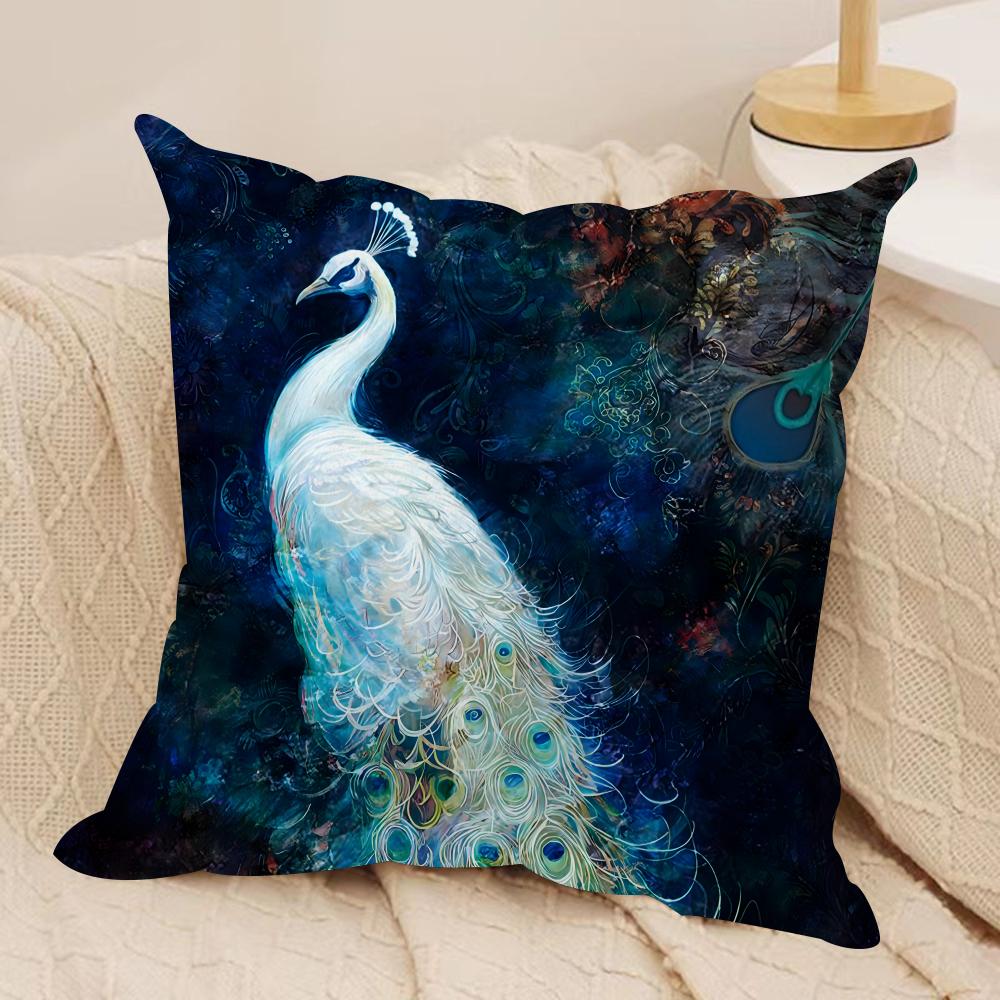 Peacock Luxury Cushion Cover Pillowcase Ultra Soft Skin Friendly Fabric Cloud Like Comfort Concealed Zipper