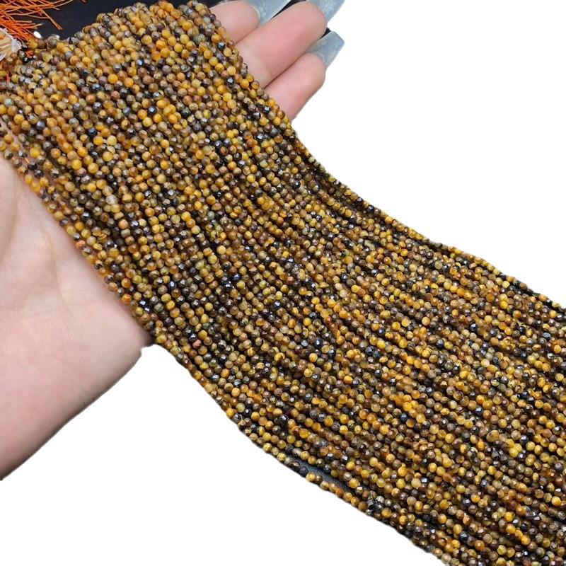 Natürlicher Gelber Tigerauge Facettierte Runde Perlen 2-3mm - Halbfabrikate Lose Perlen für DIY Schmuck