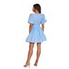 Women Spring Solid Color V-Neck Short Puff Sleeve Dress Summer Casual A-Line High Waist Above Knee Dresses S-XL