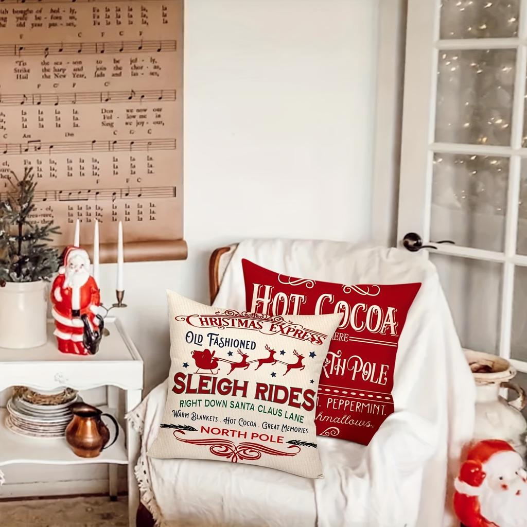 Christmas Decoration Pillowcase Zipper Opening and Closing Living Room Sofa Cushion Cover Room Home Decoration New Year Gift