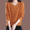Autumn Winter V-neck Loose Casual Simple Fashion Pullover Sweater Women Solid Color All-match Knitting Top