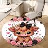 1pc Office Carpet Chair Mats Cute Cow with Floral Crown Perfect for Decorating Office Chairs, Living Rooms, Or Bedrooms.YDT019