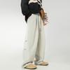 Men S Pleated Loose Straight Leg Casual Trousers Drawstring Waist Retro Pants
