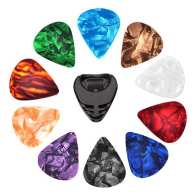 10Pcs Guitar Picks & Pick Holder Set for Acoustic Classical  0.46mm Thick Random Color Guitar Accessories Beginner Kids