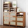 Modern Minimalist Bamboo Shoe Cabinet with Breathable Door