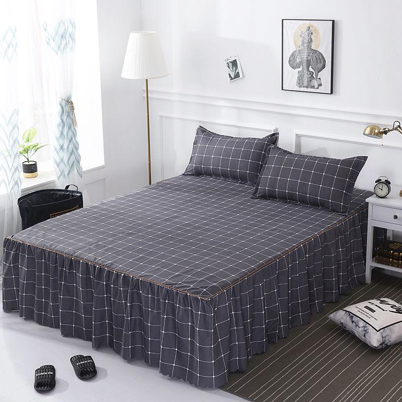 3PCS Bed Skirt Flower Printed Fitted Sheet Cover Home Graceful Bedspread Bed Linens Bedroom Decor Mattress Cover Pillowcase