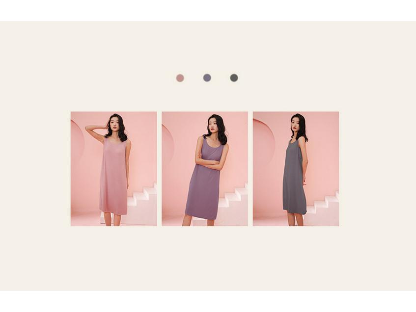 Women's Modal Sleeveless Nightgown with Chest Pad - Spaghetti Strap, Over-Knee Length, Sexy Summer Sleepwear