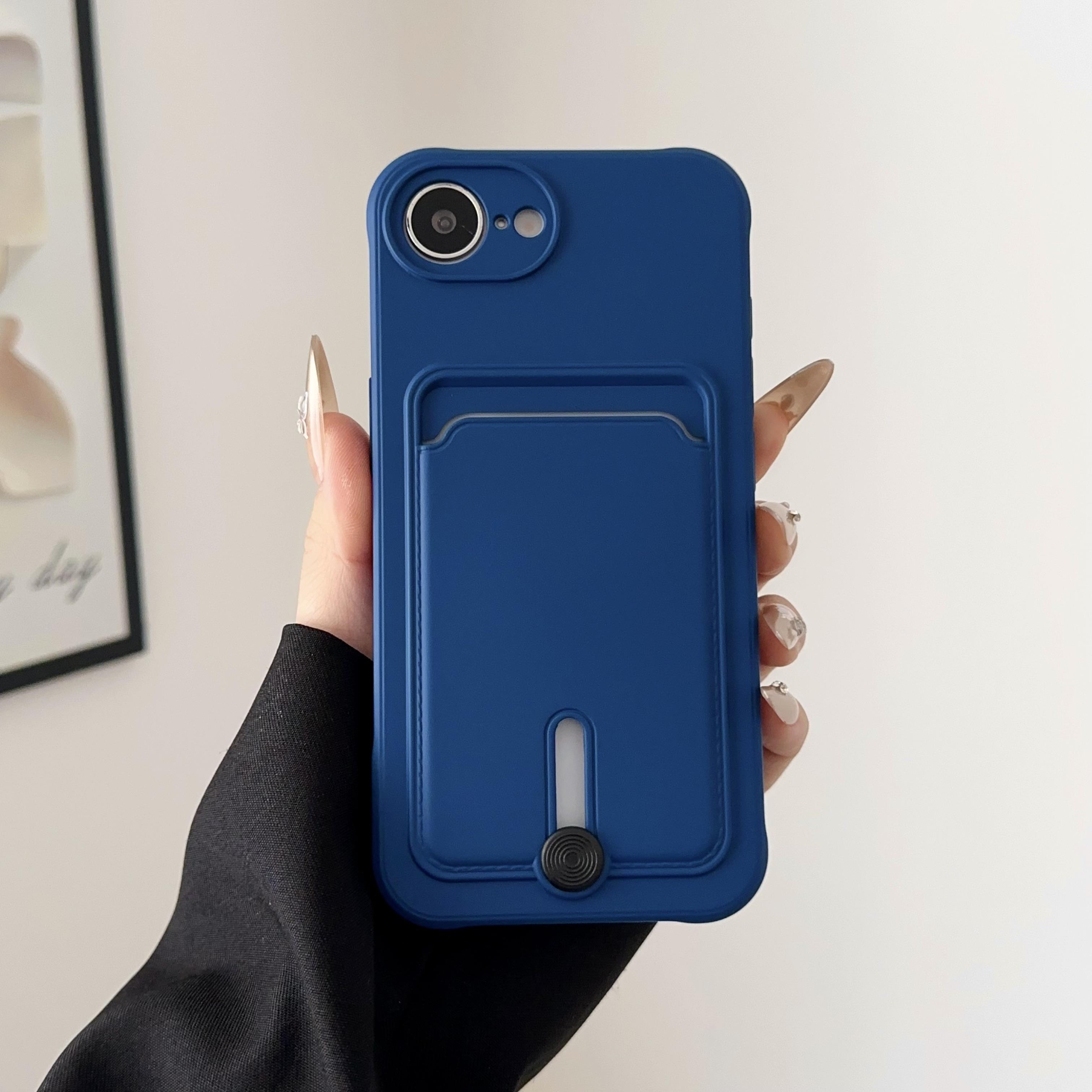 

Чехол-кошелек с держателем для карт и слотом для iPhone 16E 16plus 16 pro max, ударопрочный, мягкий, матовый, силиконовый, однотонный, задняя крышка for iphone 16E синий