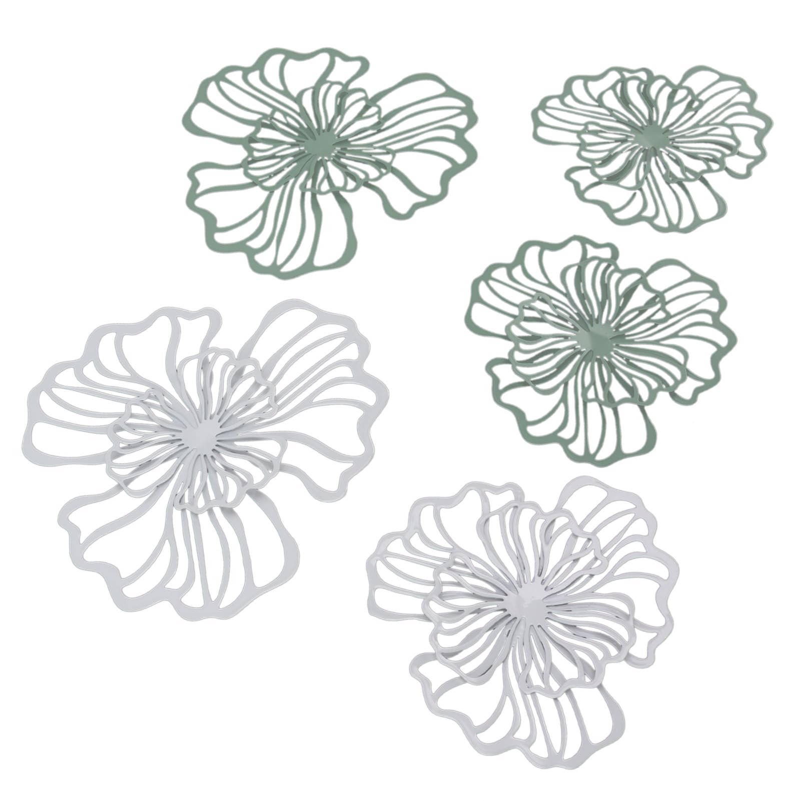 

Wall Decor Double-Layer Flower Iron Metal Wall Art Decor, Set of 5, for Home, Living Room, Restaurant Living Room