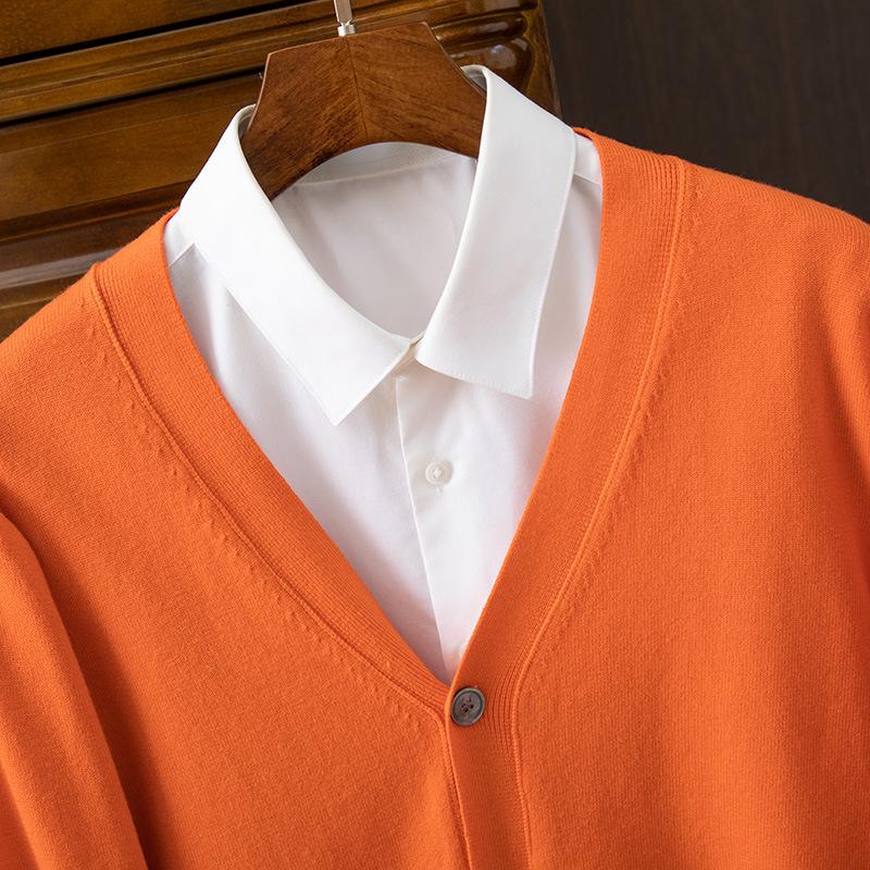 Men's Classic V-Neck Single-Breasted Korean-Style Loose Knit Cardigan Sweater