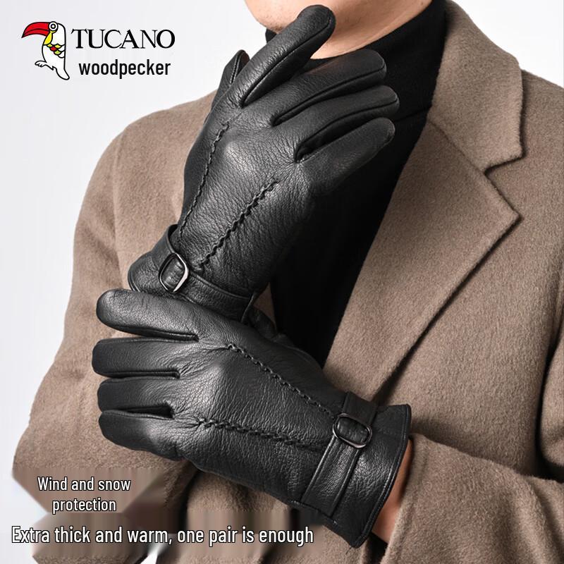 Woodpecker Men's Winter Touchscreen Sheepskin Gloves