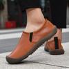 Wide Head Thick Sole Lightweight Loafers Men's Outdoor Sports Shoes Low Top One Pedal Leather Lazy Casual Shoes