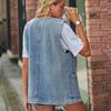 Sleeveless Vest Large Pockets Button Front Jacket Sleeveless Vest for Women Lady Dating Blue S