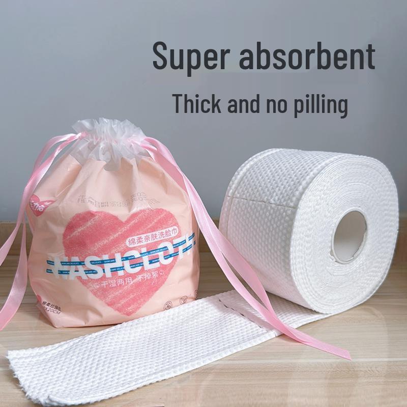 Soft, Hangable Cotton Facial Towel Roll – Pearl Pattern, Disposable Beauty Towels for Makeup Removal, Skin-Friendly & Gentle on Face.