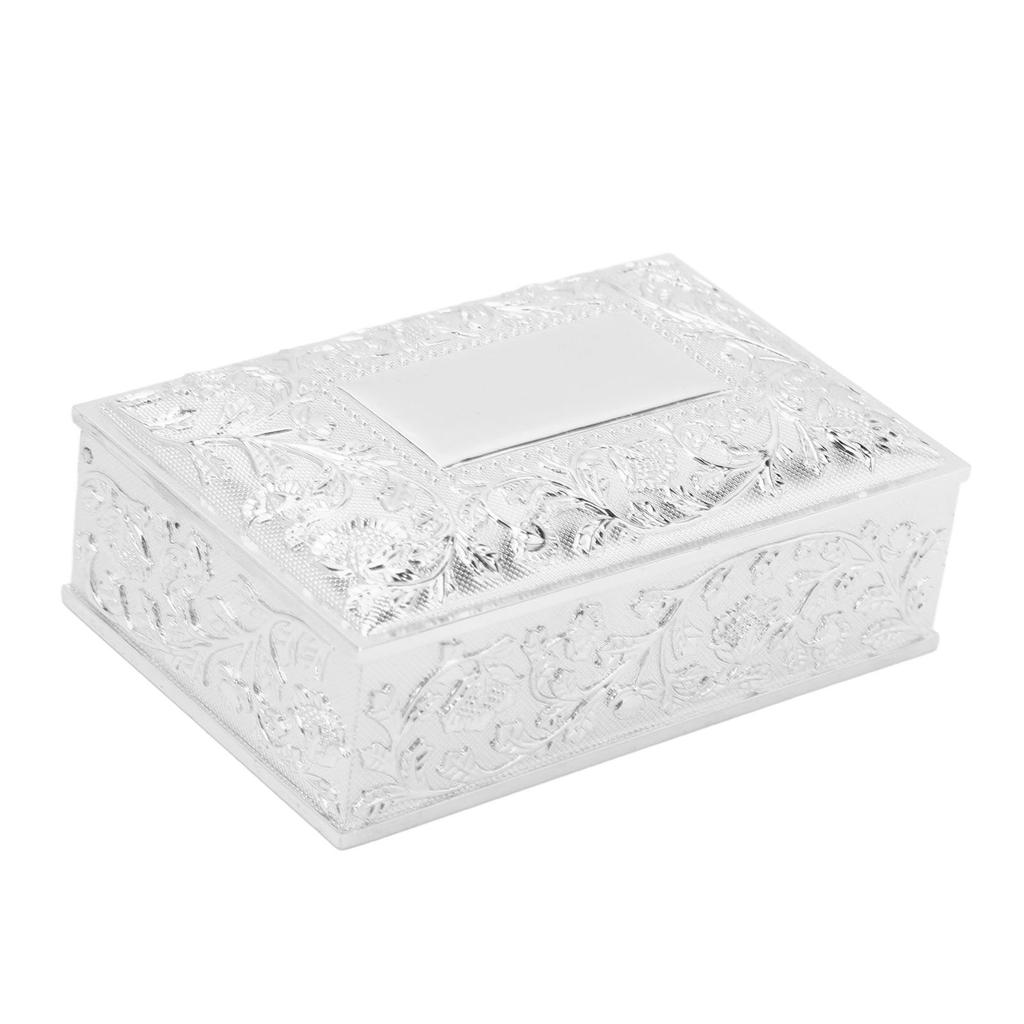 Vintage Jewelry Box Carved Elegant Colorfast Zinc Alloy Soft   Lining Trinket Storage Box for Dressing Table Shelf