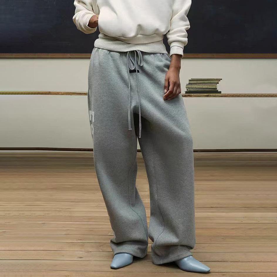 Trendy brand velvet casual loose straight trousers men's autumn and winter
