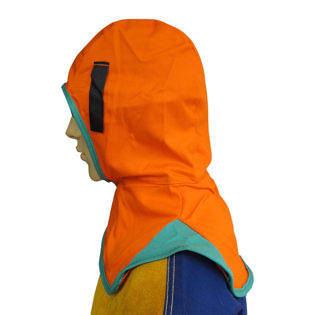 Blue FR Welding Hood with Neck Shoulder Drape Orange/Blue Blue FR Welding Hood with Neck Shoulder Drape Orange/Blue
