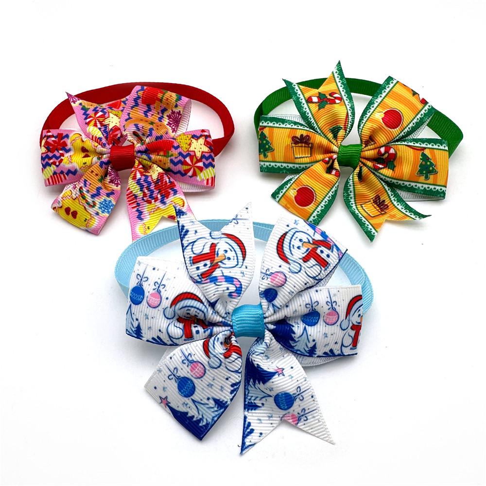 50/100pcs Handmade Christmas Pet Dog Bow Tie Adjustable Pet Dog Bows for Dog Bow Tie Collar Christmas Dog Grooming Products