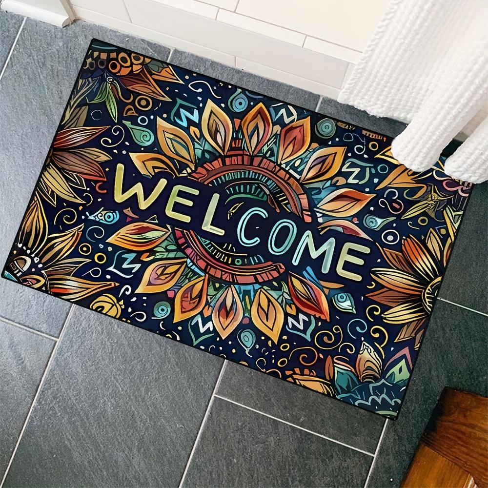 Mandala Welcome Door Mat Entrance Carpet Crystal Velvet Non-Slip Floor Mat for Interior Home Decoration