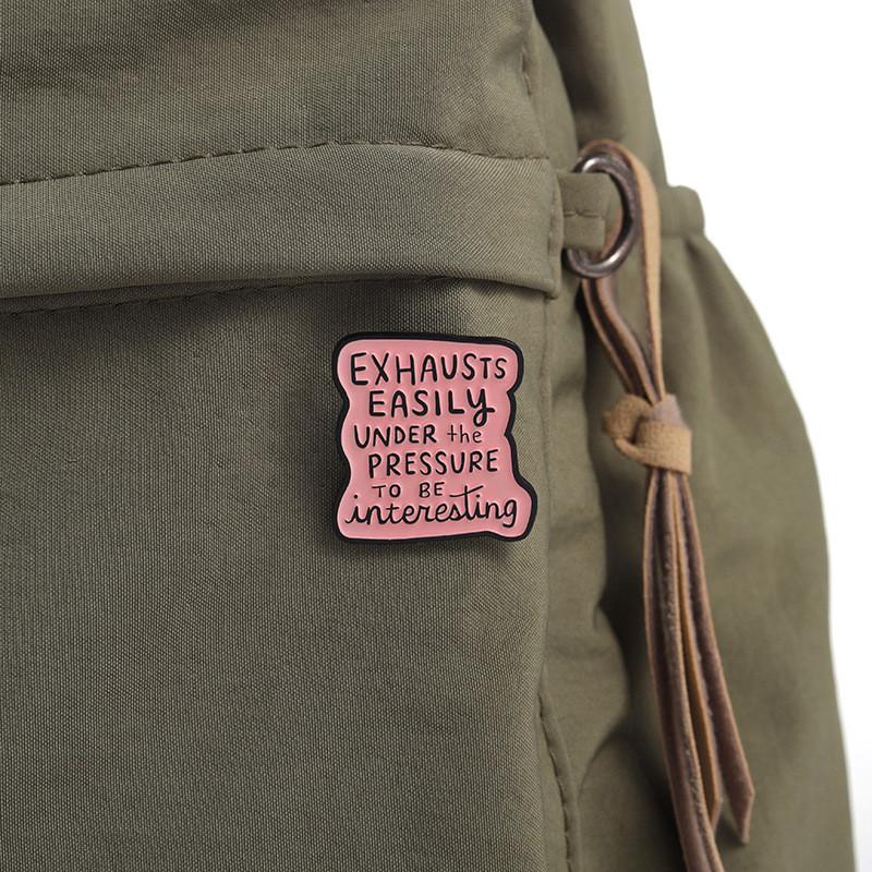 Unique Geometric Shaped Alloy Brooch With Fun English Letter Design For Stylish Decoration