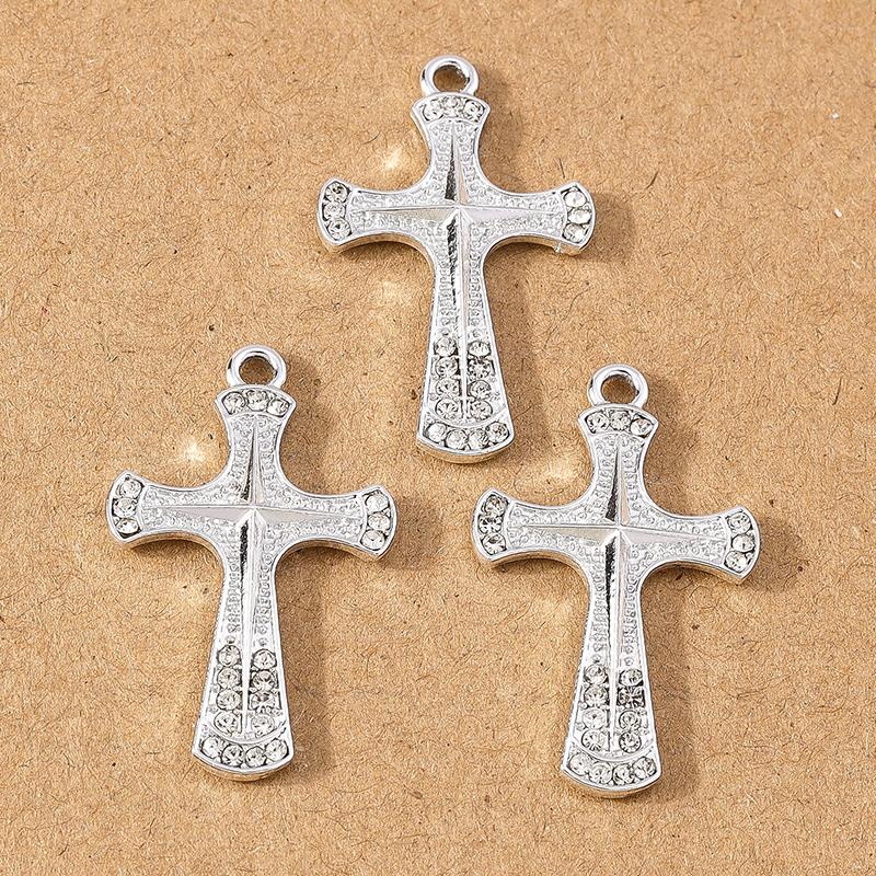 10pcs 24*11mm Crystal Rhinestone Cross Charms Pendants for Necklace Earrings DIY Handmade Jewelry Making Accessories