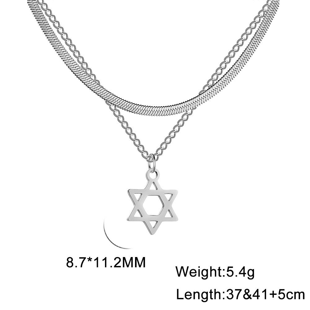 Israel Star of David Necklace Stainless Steel Hexagram Choker Necklace for Women Double Layer Chain Pendant Je Trend Jewelry