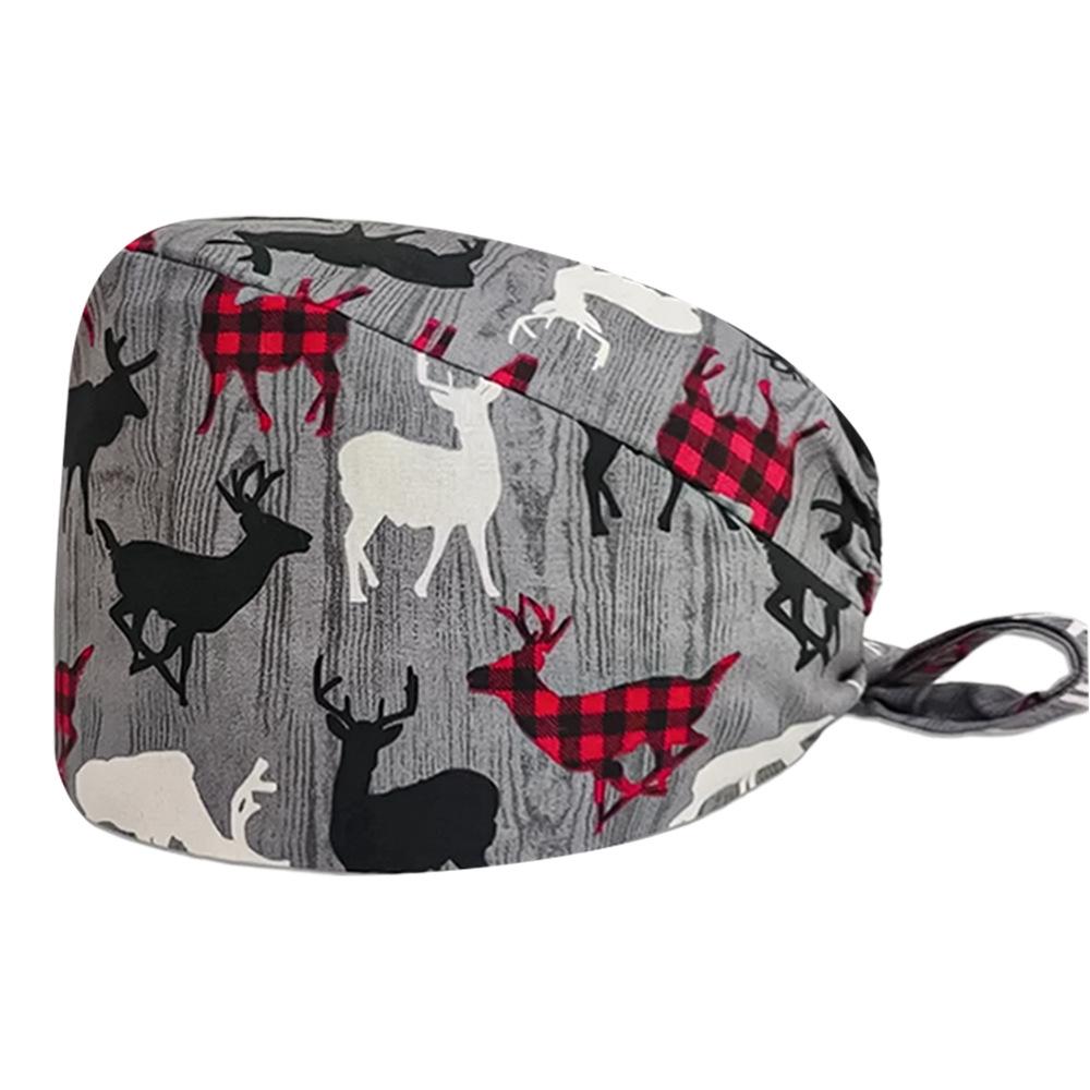Cute Christmas Cartoon Surgical Cap - Comfortable Cotton Dustproof Head Cover for Chefs & Nurses