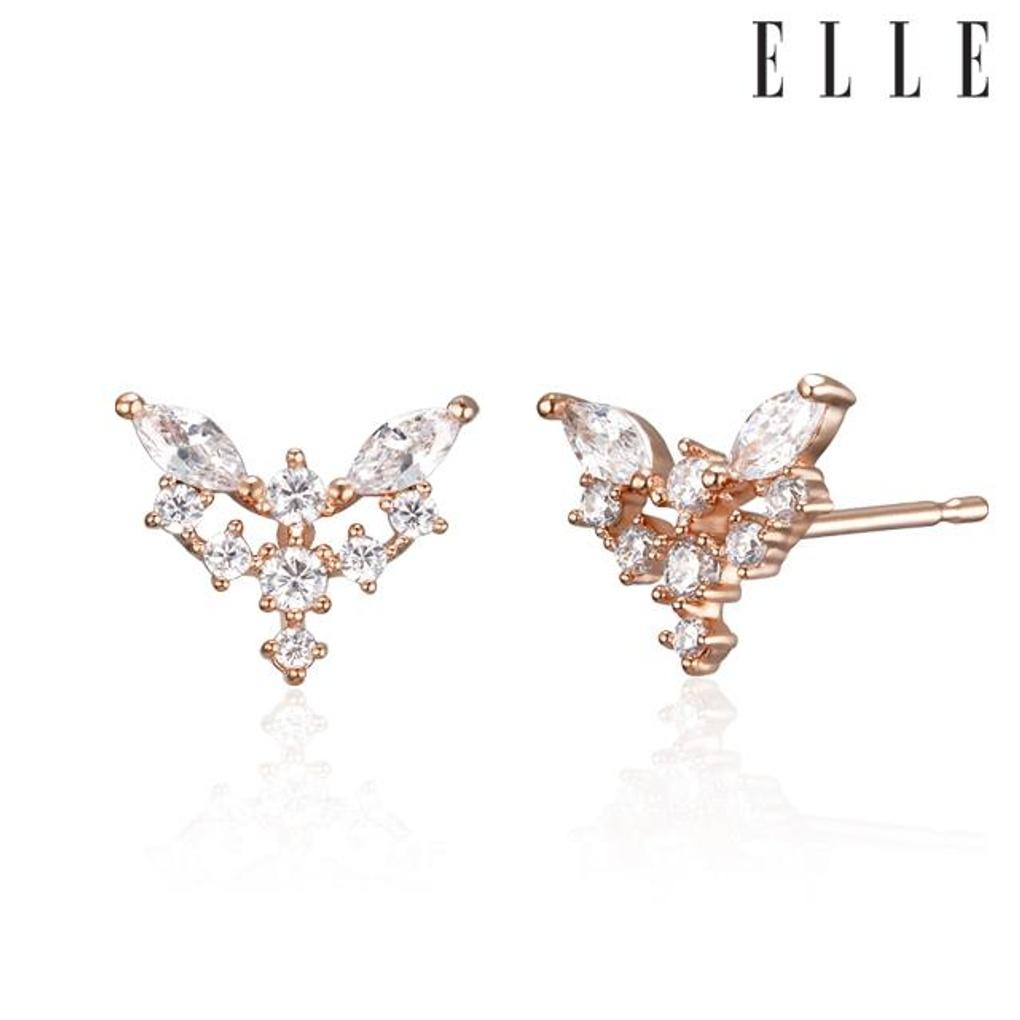 

[ELLE Jewelry] 14K GF Simple Waterdrop Stone Two-Pin Earrings ELGPEE527 rose gold