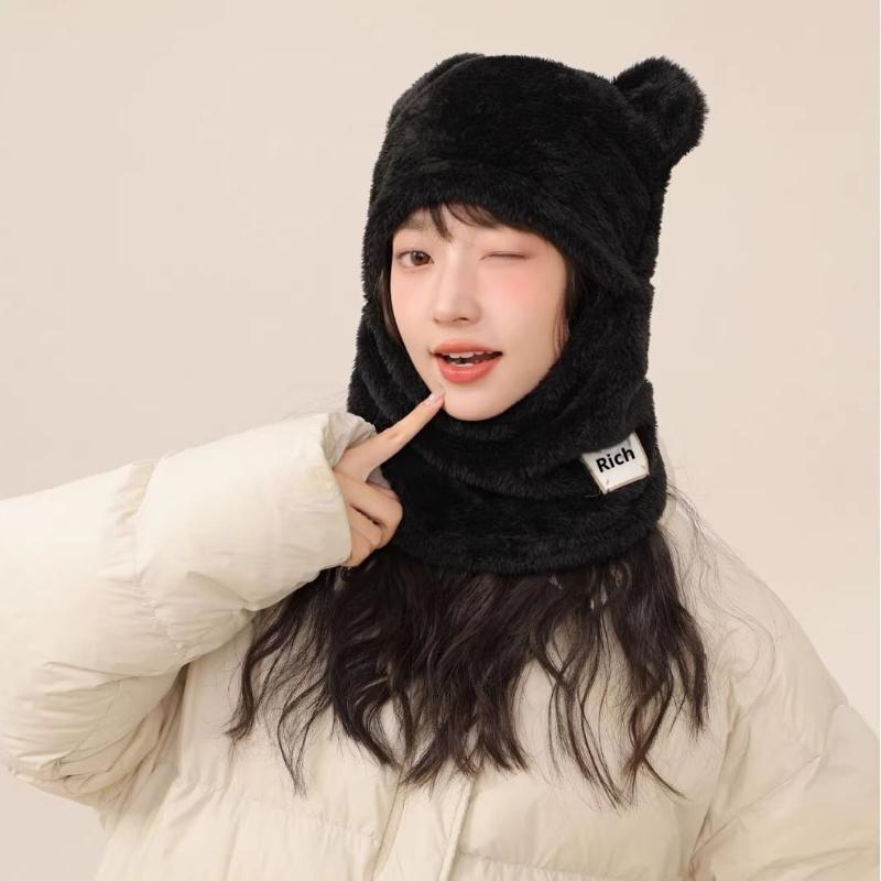 

Winter Thick Plush Women Hat Windproof Cold Proof Ear Warm Protection Cap Unisex Solid Color Velvet Earmuffs Beanie A6