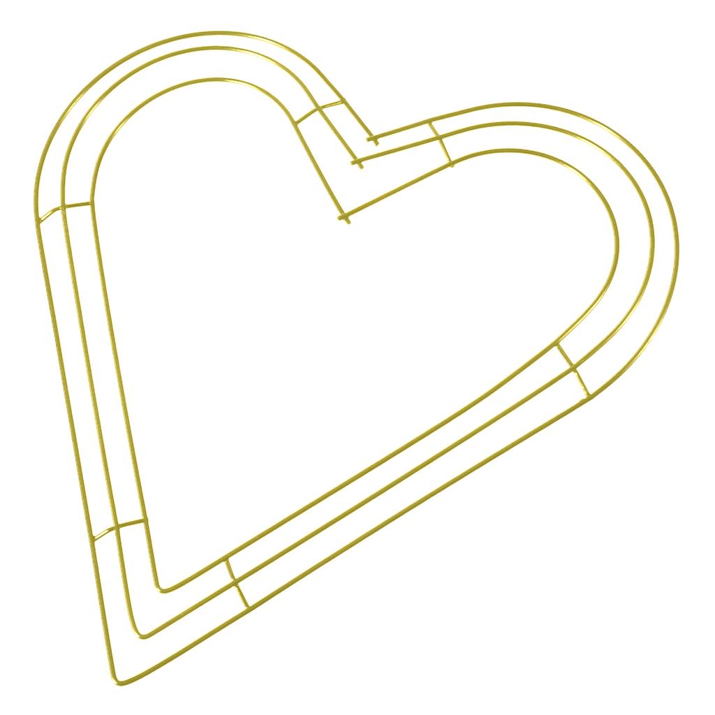 Kranz Eisen Herzförmiger Kranzrahmen DIY Eisenkunst Blumen Dekor Ringe Heimdeko Golden 11,8 Zoll