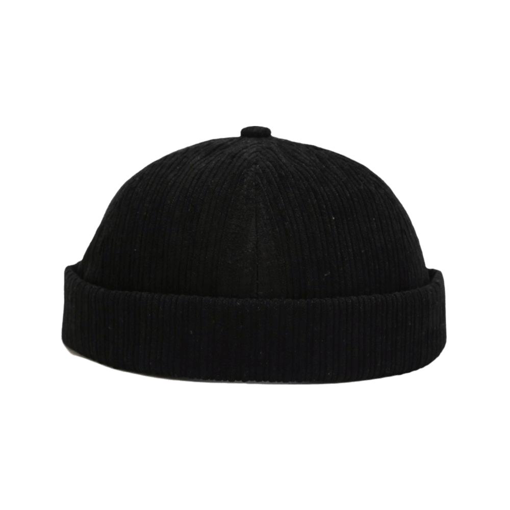 

Adjustable Corduroy Brimless Hat Solid Color Hip Hop Hat Multipurpose Dome Melon Cap Daily чёрный