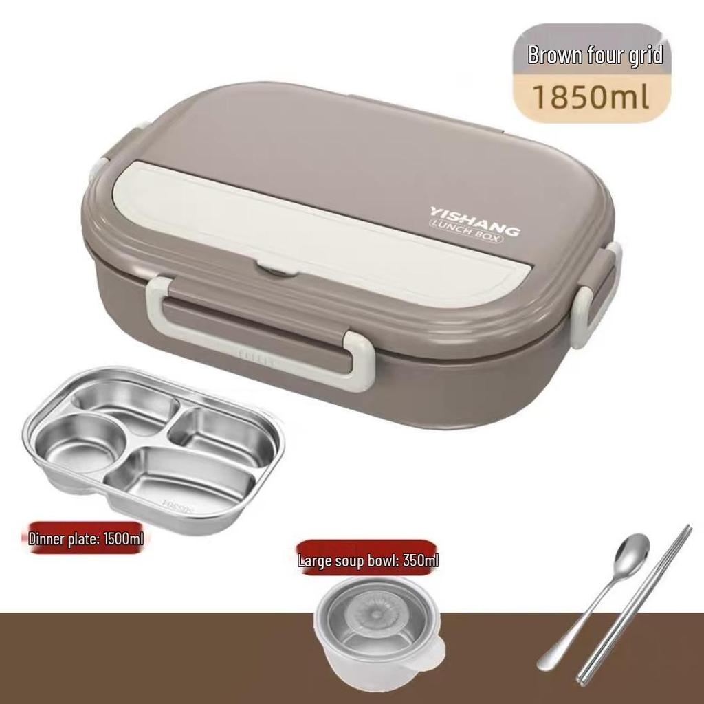 Microwave-Safe 304 Stainless Steel Lunch Box with Lid for Students