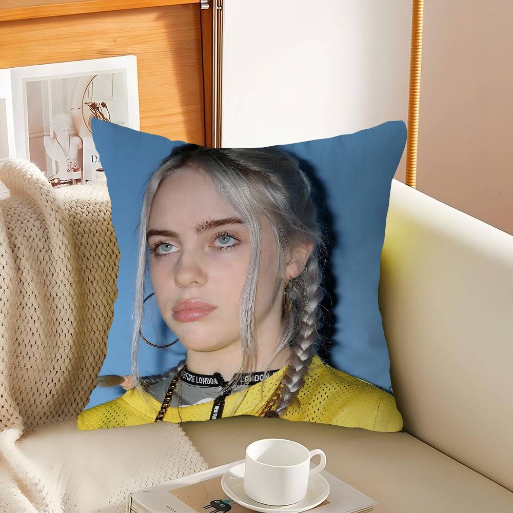 Singer B-Billie-Eilish Decorative Room Aesthetics Pillow Case Home Decor Bedroom Sofa Bed Couch Pillow Cover 45x45