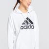 Adidas Side Seam Pocket Drawstring Hooded Sweatshirt Women Sweatshirt White FM1045