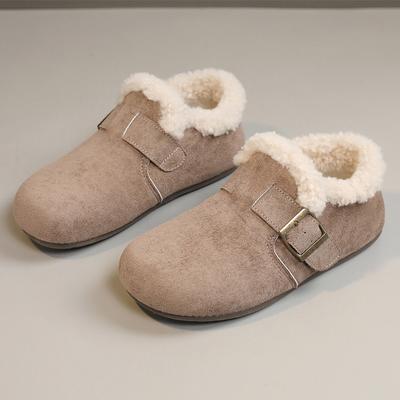 Autumn and Winter Cotton Shoes Women Flat Shoes  Suede Women Short Boots Comfort Plush Ladies Shoes  De