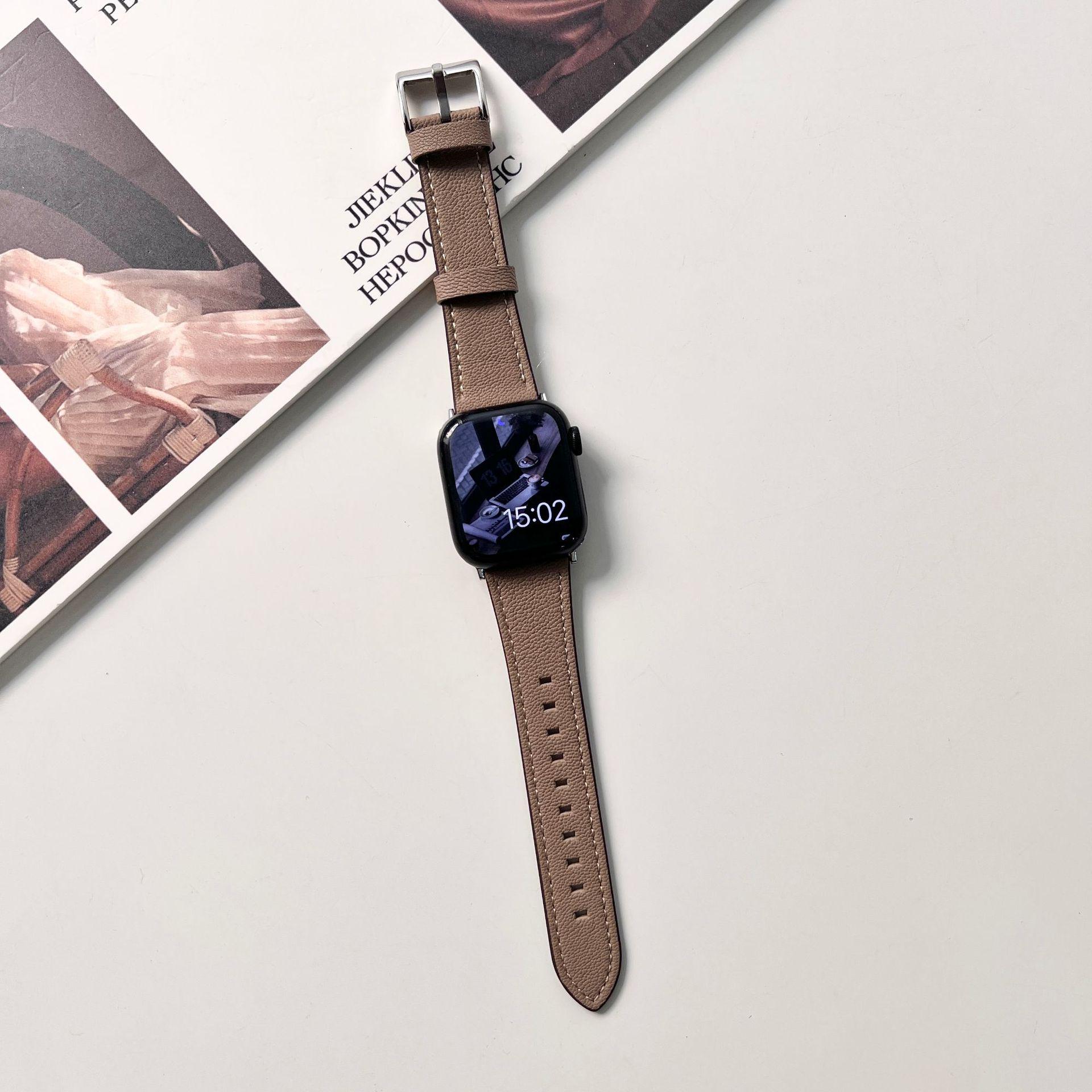 

Soft Lambskin Lychee Pattern Leather Strap for Apple Watch iWatch SE/11/10/9/8/7/6/5/4 - Autumn/Winter Edition 38/40/41/42mm