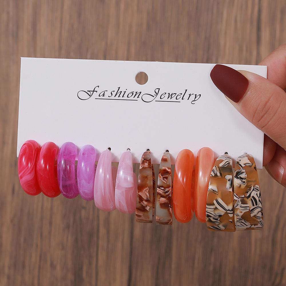 European and American Jewelry, Color Acrylic 1 Pair Earrings Combination Fashionable Geometric Dopamine Drop Earrings Women