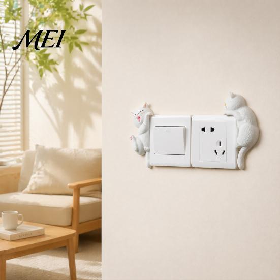 Cubierta de Interruptor de Luz de Gato Pegatina 3D, Placa de Pared Decorativa de Resina, Pegatinas Decorativas de Animales Lindos, Decoraciones Peel And Stick para el Hogar Dormitorio