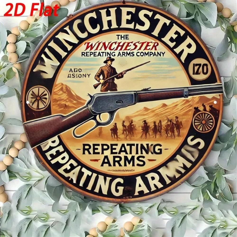 Vintage Winchester Metal Tin Sign 8x8 Inch Cowboy Western Wall Art Decor for Home Bar Cafe