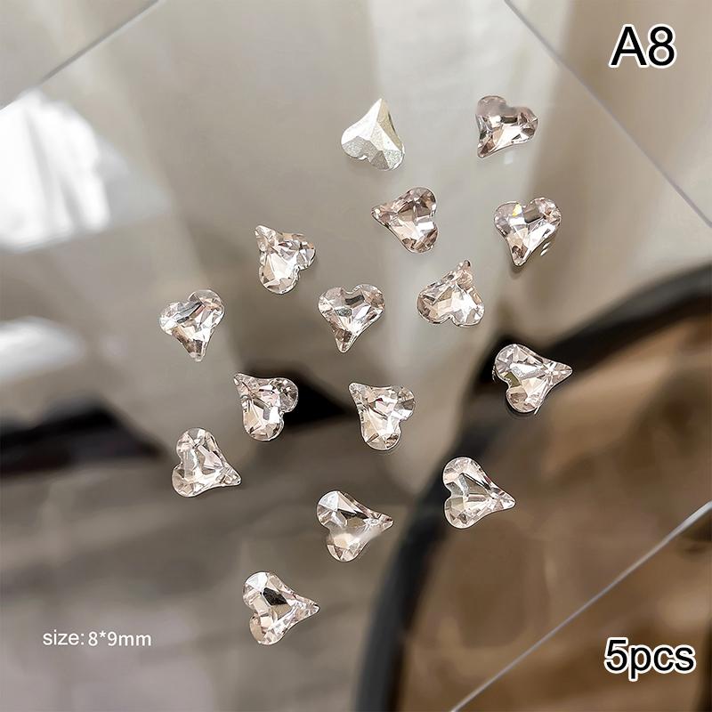 5Pcs Luxury Crystal Diamonds Pile Drills Nail Art Rhinestone 3D Diy Stacked Drill Jewelry Charms Manicure Decoration Accessorie