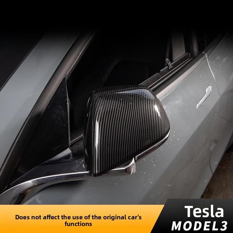 Car Sticker For Tesla Model 3 Model Y 2020-2025 Carbon Fiber Shell Mirror Protective Decorative Cover Rearview Mirror Protective