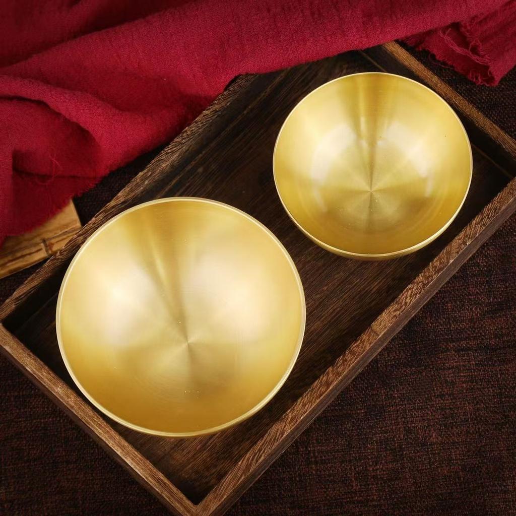 Handcrafted Vintage Brass Holy Bowl,Engraving Hammer Texture Home Breakfast Cheese Tableware,12 cm Snack Bowl Table Decoration