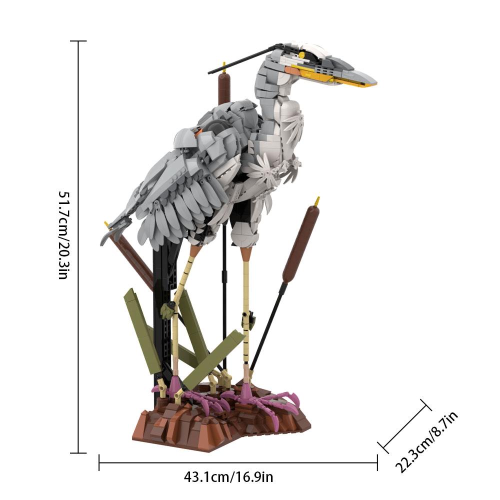 Gobricks MOC Ardea cinerea Grey Heron Bricks Killer Queen - SecretaryBird Constructing Blocks Toys Presents