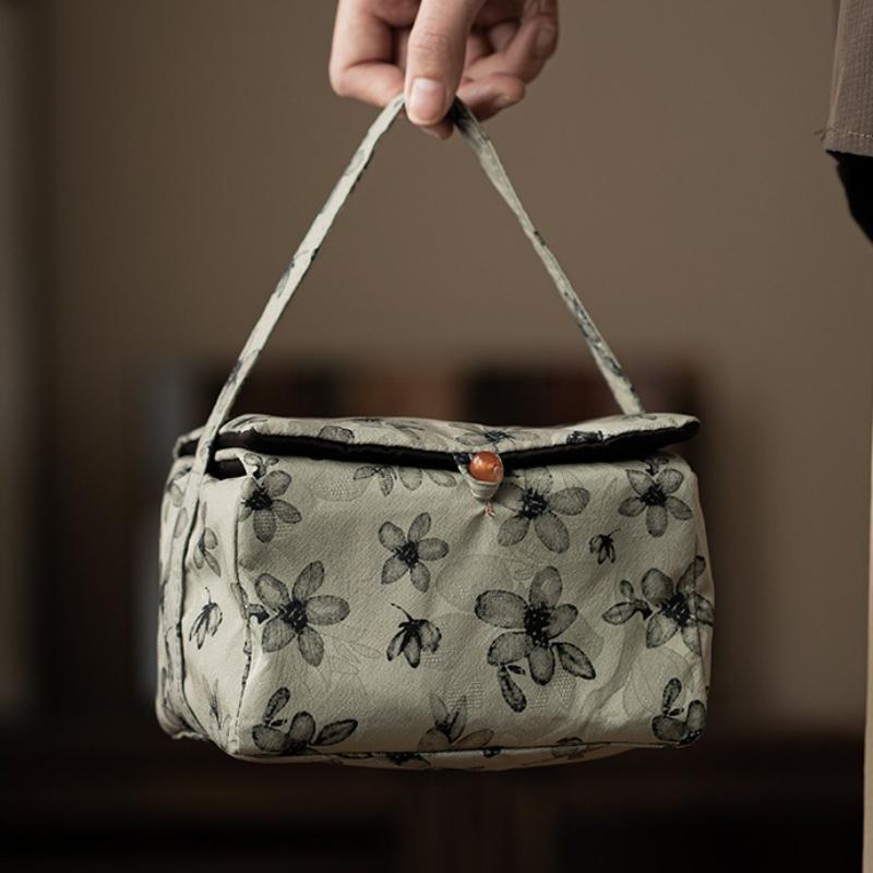 Guofeng Fabric Storage Bag Going Out Travel Tea Set Portable Bag Tea Ceremony Accessories Premium Handbag