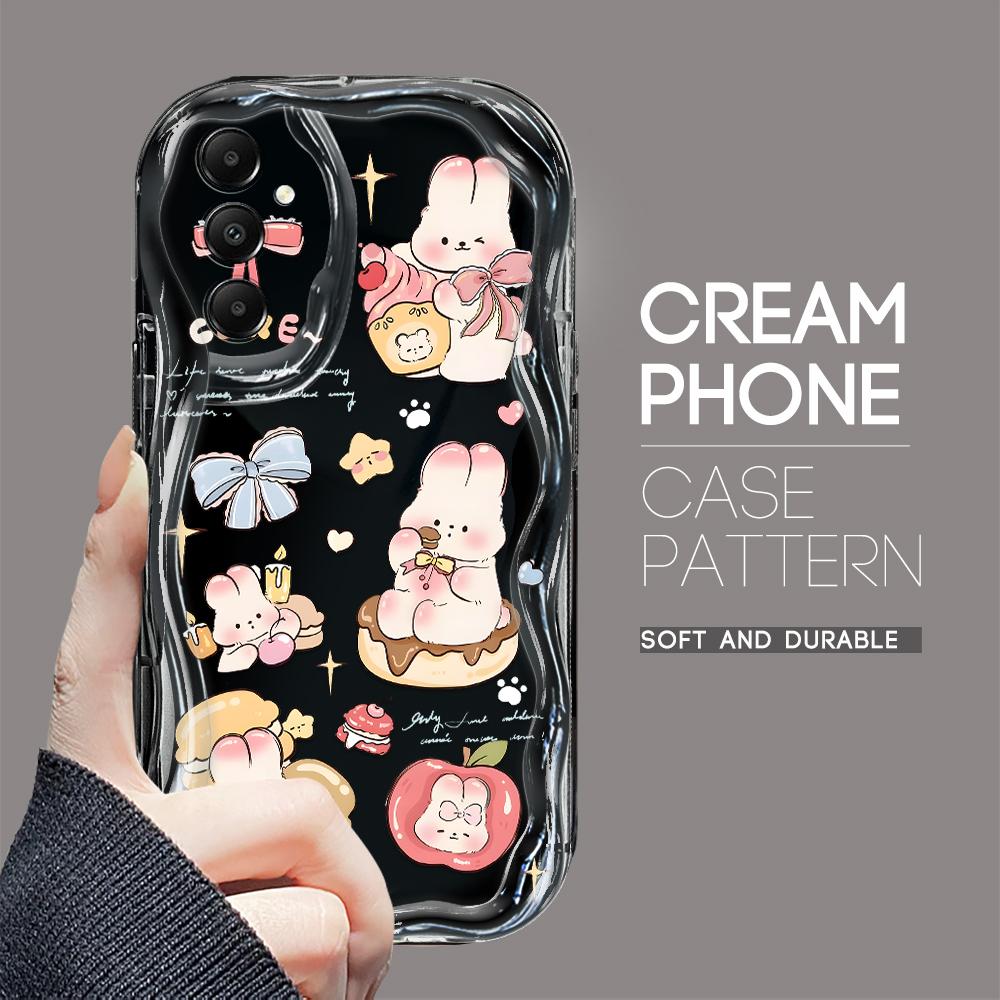 

Милый мультяшный узор, кремовая текстура, мягкий силиконовый чехол с волнистыми краями, чехол для телефона Samsung Samsung A23 чёрный
