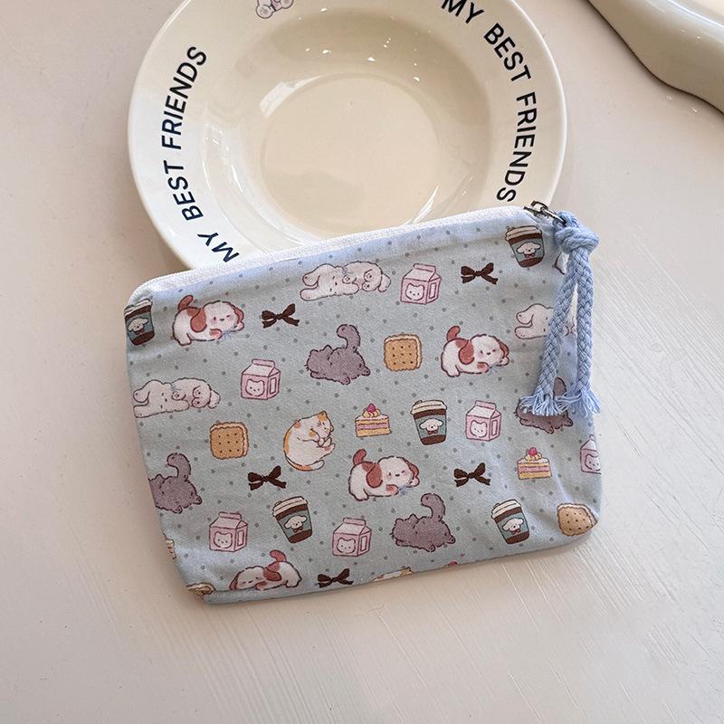 Mini-Baumwoll-Blumen-Organizer-Taschen für Damen, kleine Stoff-Kosmetik-Make-up-Tasche, kleine Geldbörse, Münzfach, Kinder-Kosmetiketui