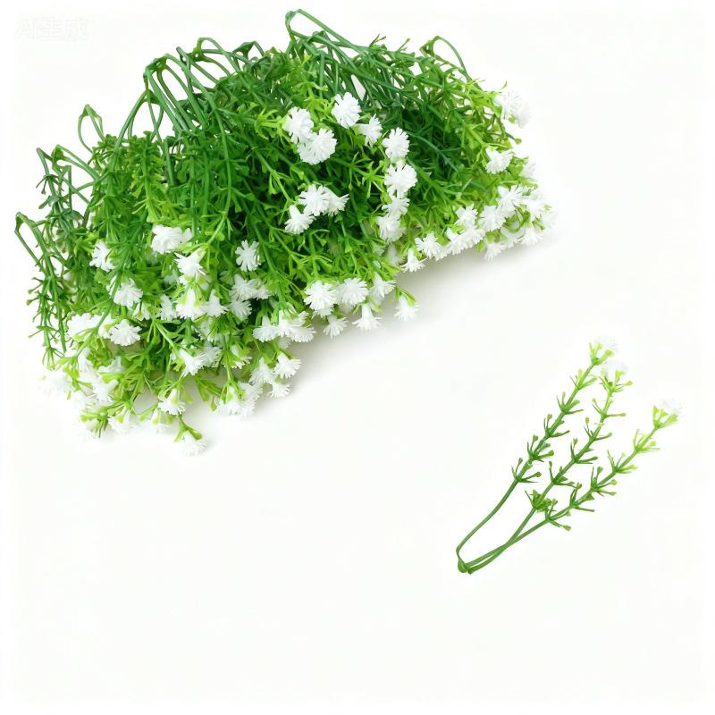 Plastic Baby's Breath Bouquet with Grass - Floral Decoration Materials for Student Crafts