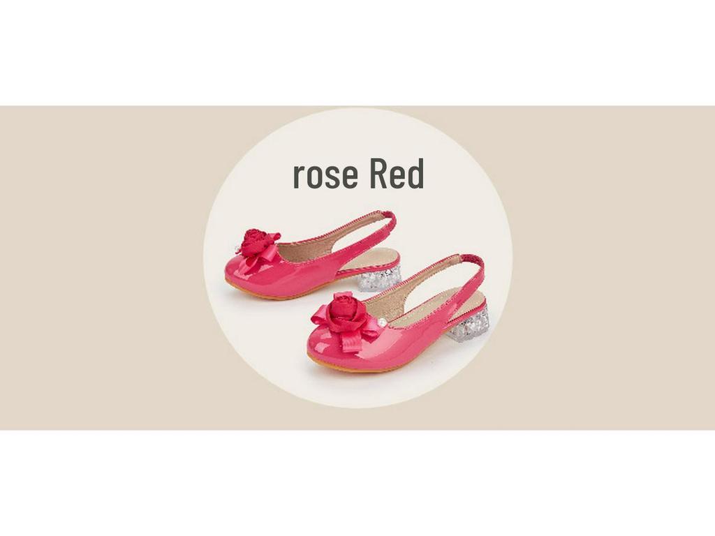 2025 Winter Bow Flower Crystal Chunky Heel Princess High Heels for Girls