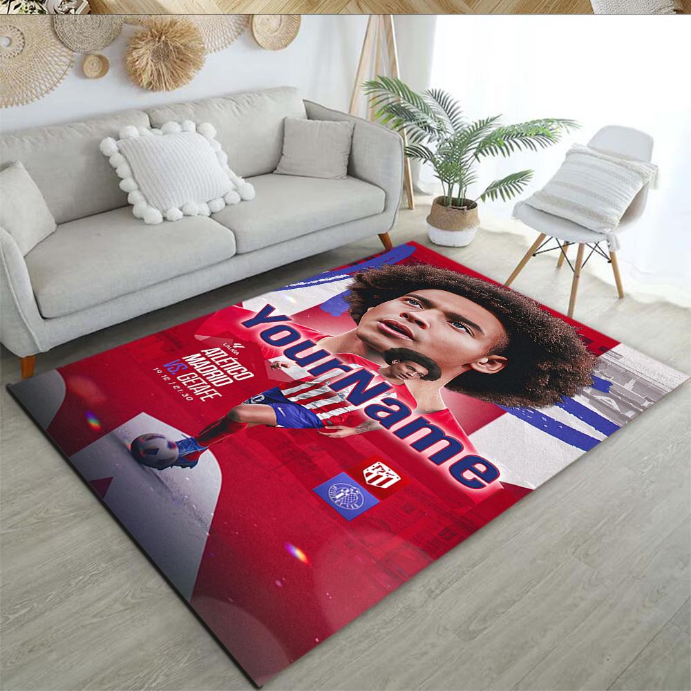Atletico Madrid Personalized Text Floor Rug Office Rug Suitable for Entryway Balcony Kitchen Playrooms Anti-slip Rug Office home decor